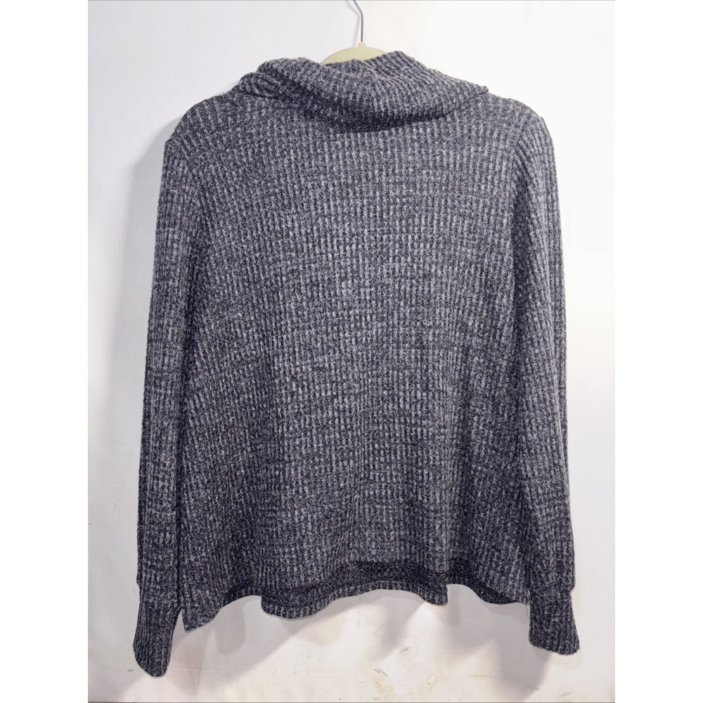 Torrid 00 Charcoal Gray Brushed Waffle Cowl Neck Top Long Sleeve Cozy Sweater - Picture 3 of 10